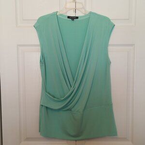 Ellen Tracy Mint Green Surplice Faux Wrap Top sz 1X Stretch Sleeveless